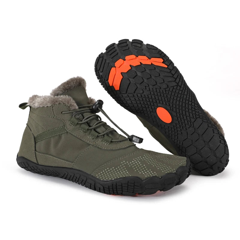 Mens Womens Snow Boots Barefoot Shoes Waterproof Wide Toe Box Shoes Minimalist Zero Drop Sole Cotton Boots Sneakers