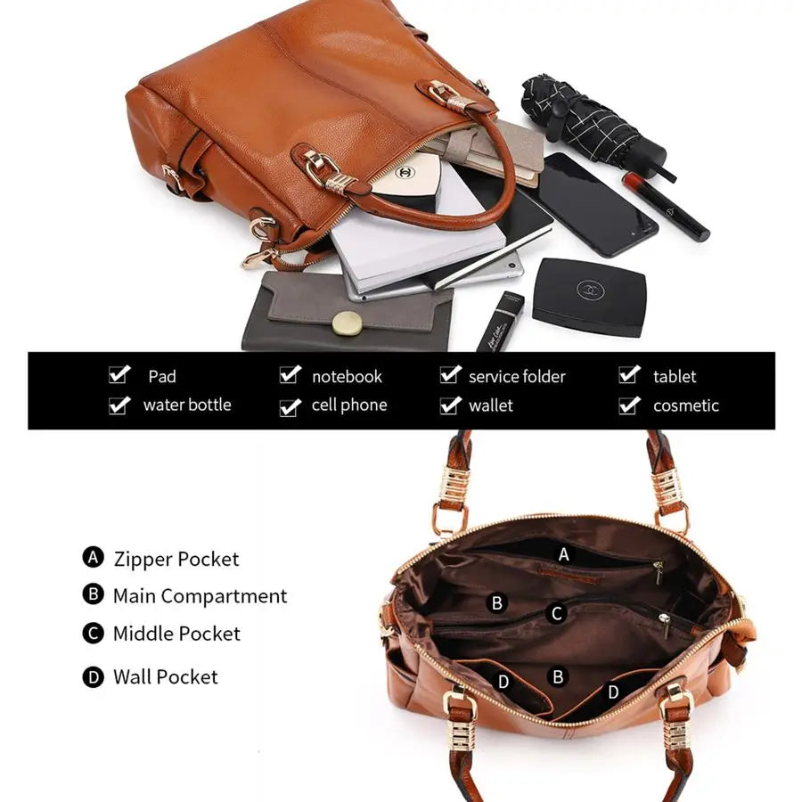 Women Genuine Leather Purses and Handbags Satchel Tote Shoulder Bag