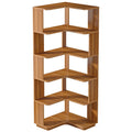 Tribesigns 6 Tier Corner Bookshelf, 64.96 Inch Tall Industrial Corner Bookcase with Anti-Drop Panel,Wood Grain Corner Shelf
