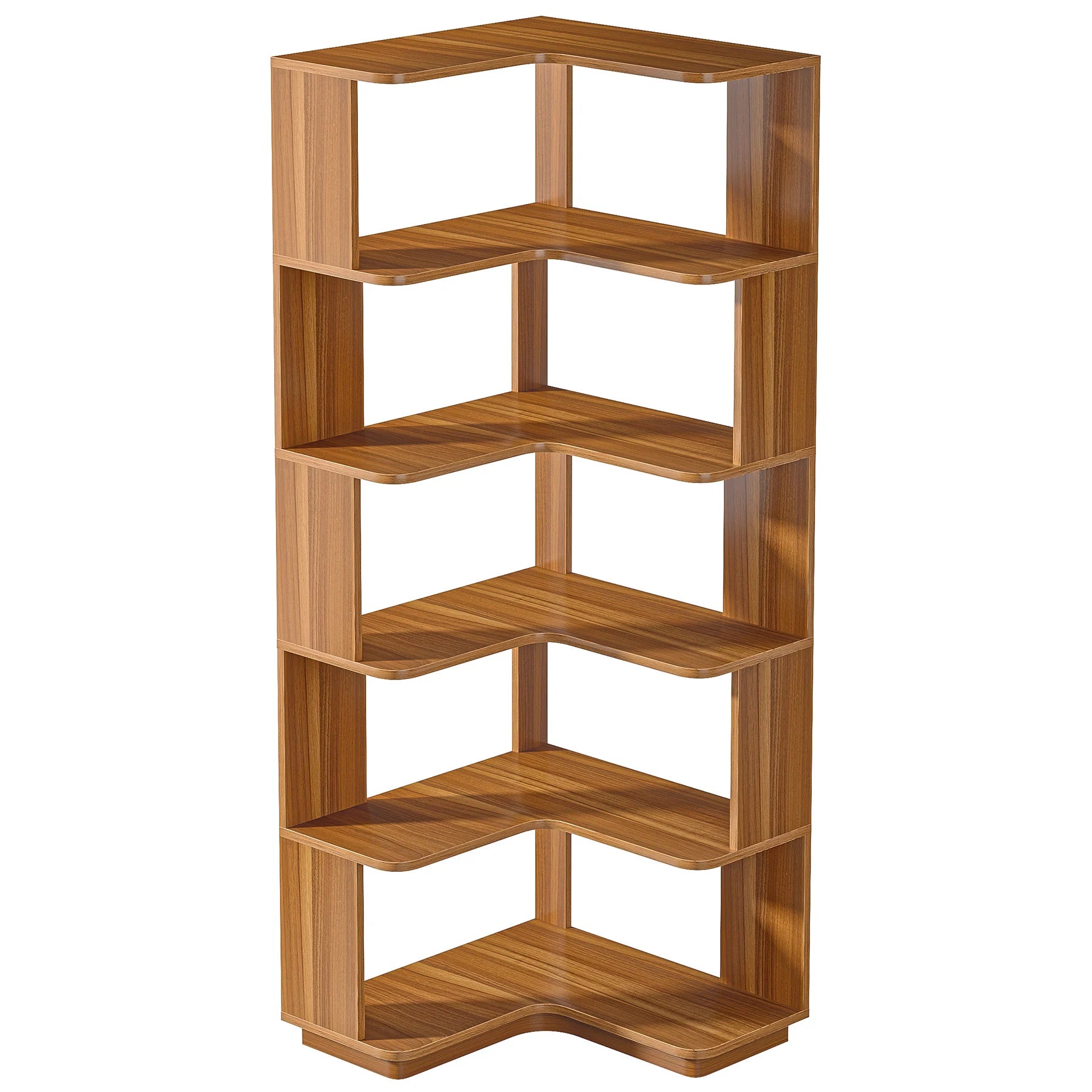 Tribesigns 6 Tier Corner Bookshelf, 64.96 Inch Tall Industrial Corner Bookcase with Anti-Drop Panel,Wood Grain Corner Shelf
