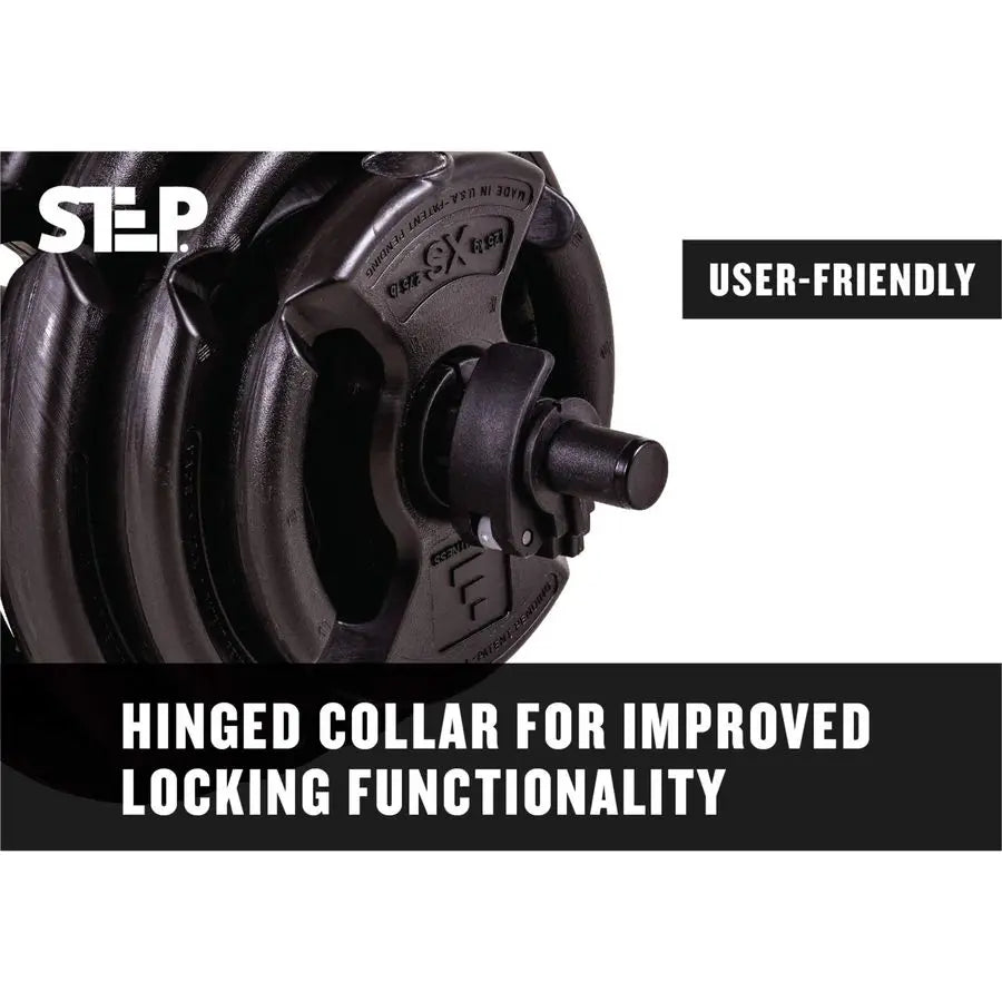Step Fitness Adjustable Dumbbell Set or Barbell Weight Set, 3560 lbs, with Collars, and Weights