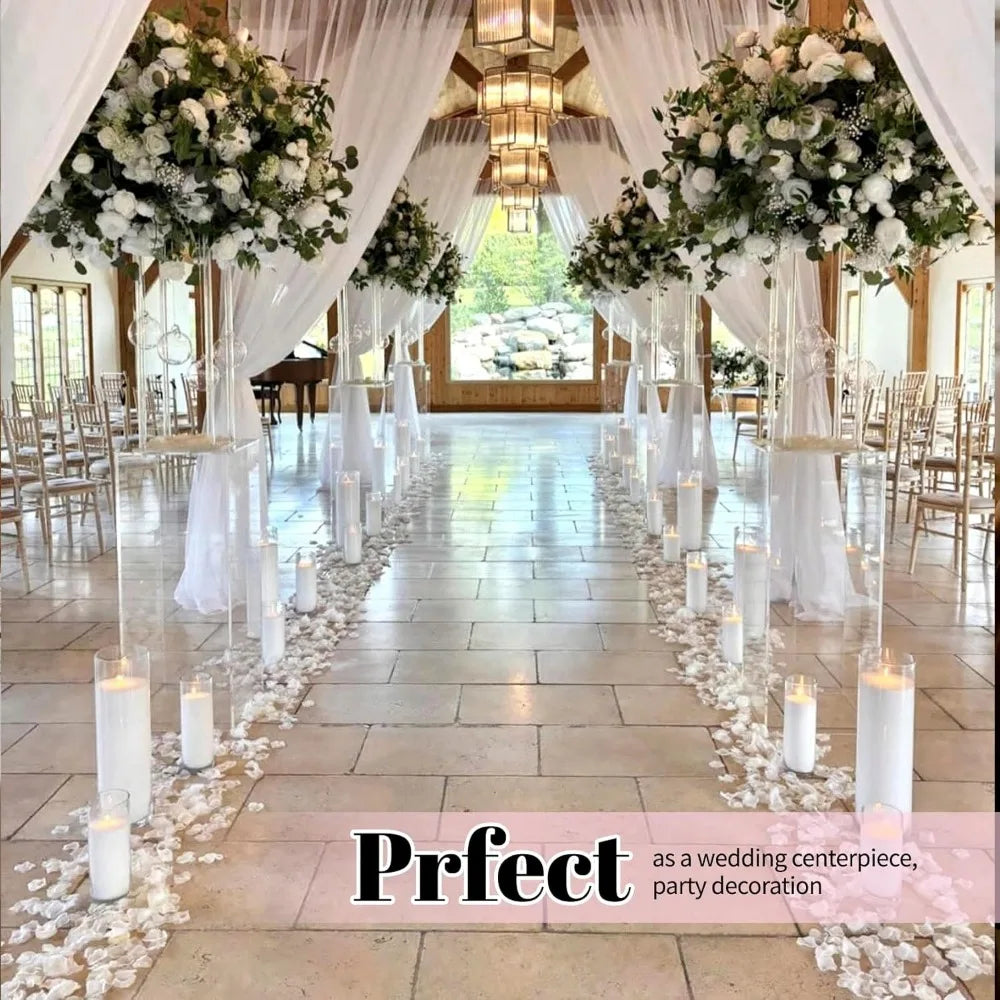 14 Inch Tall Glass Cylinder Vases for Wedding Centerpieces, Flower Arrangements, and Floating Candle Holders