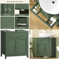 Green U-Shape Cut-Out 2-Door 1-Drawer Pedestal Bathroom Sink Storage Cabinet