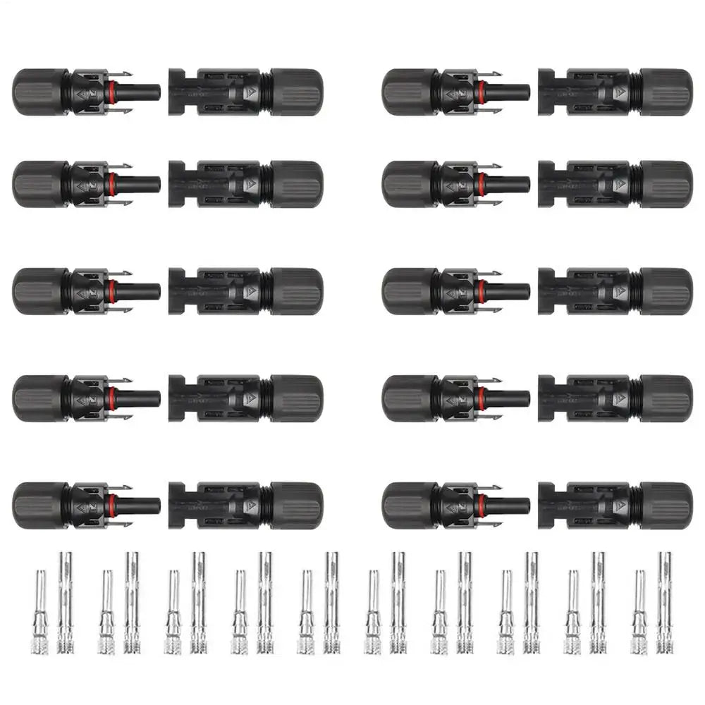 Solar Panel Cable Connectors 10 Pairs Solar Extension Cable Connectors Waterproof Dustproof Connector Solar Cable Parallel
