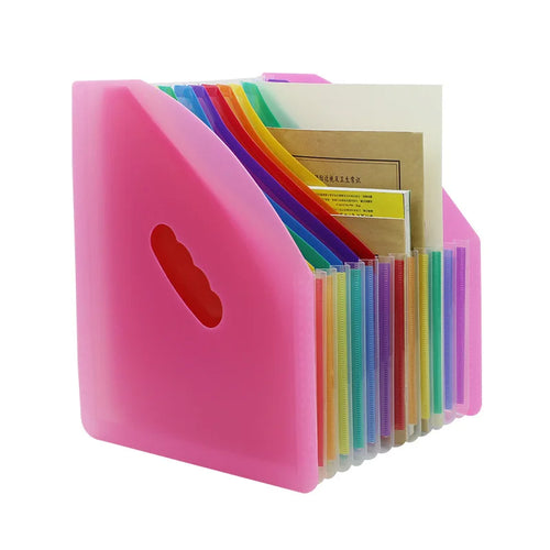 13 Layer A4 File Tray Rainbow File Folder Classification Retractable Organ Expanding Package Large Capacity Desk Organizer