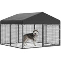 Large Outdoor Dog Enclosure Heavy Duty Dog Cage with Roof Galvanized Steel Dog Kennel Fence with Double Safety Locks 79W x 79D