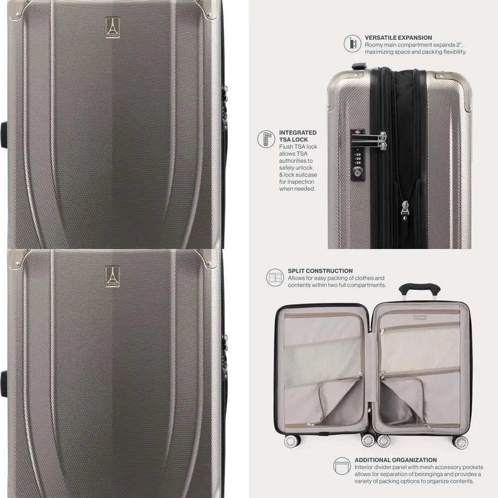 Medium 25 Inch Expandable Hard Shell Spinner Suitcase, Champagne