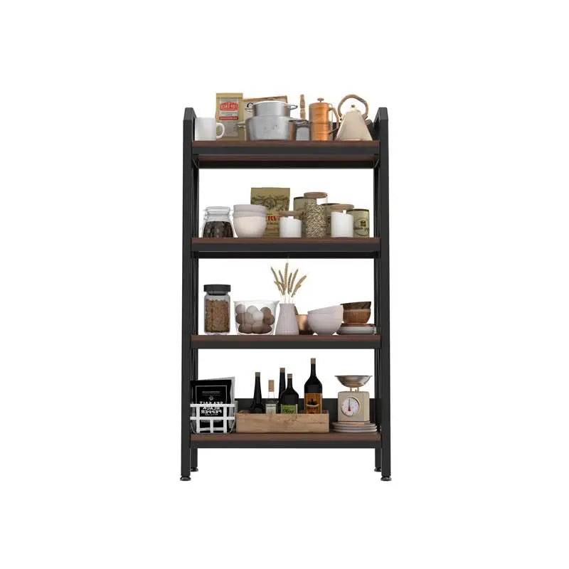 4-Level Bakers Rack Storage Shelves, Metal & Wood Kitchen Organizer, Ideal for Garage, Pantry, Bath & Closet, 55" Height, 33.5