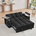65'' 3-in-1 Folding Convertible Sofa Bed, Pullout Sofa, Modern Chenille Fabric, 360° Swivel Side Table, Easy Assembly,