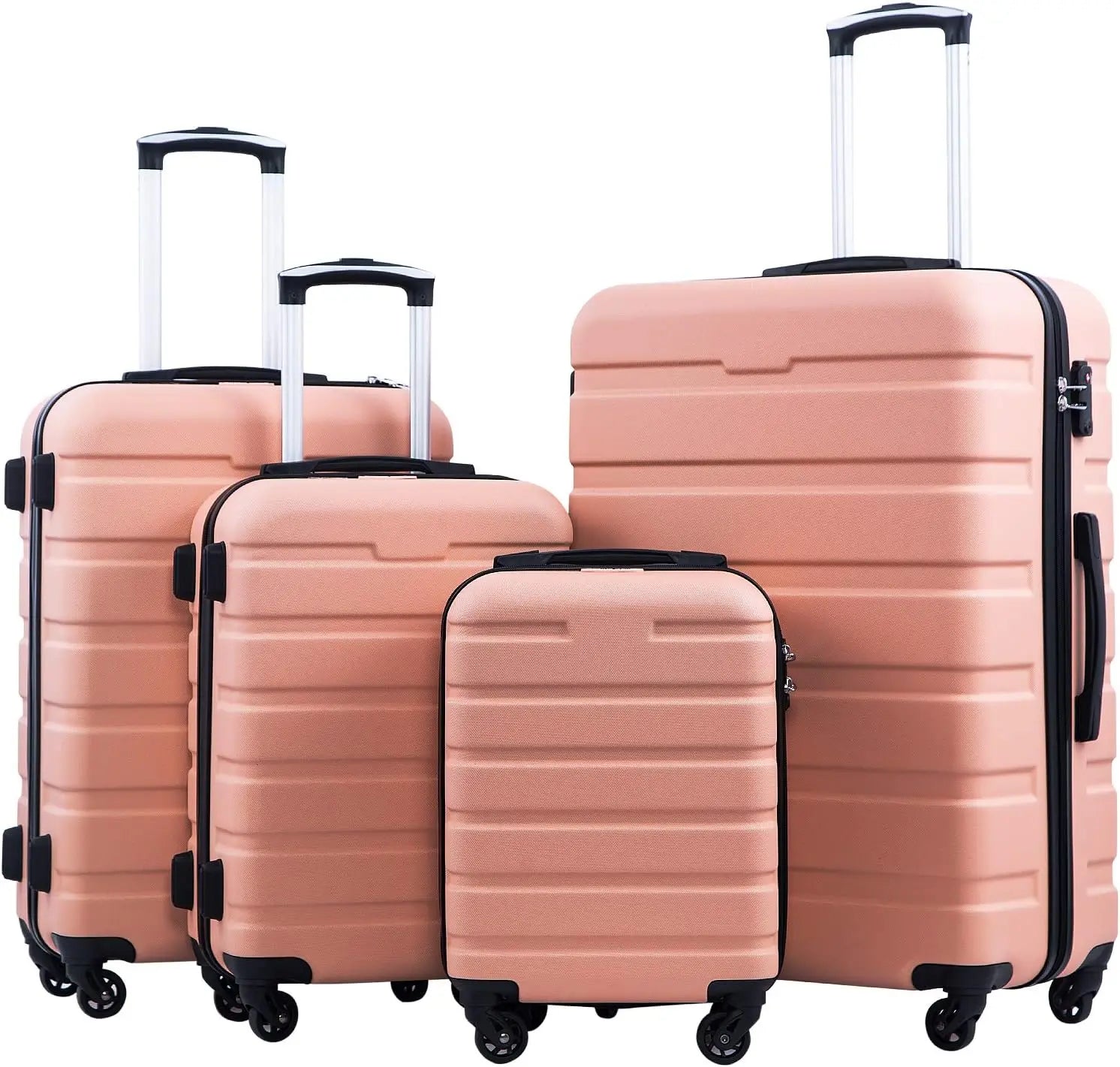 Coolife Luggage 3 Piece Set Suitcase Spinner Hardshell Lightweight TSA Lock (orange)