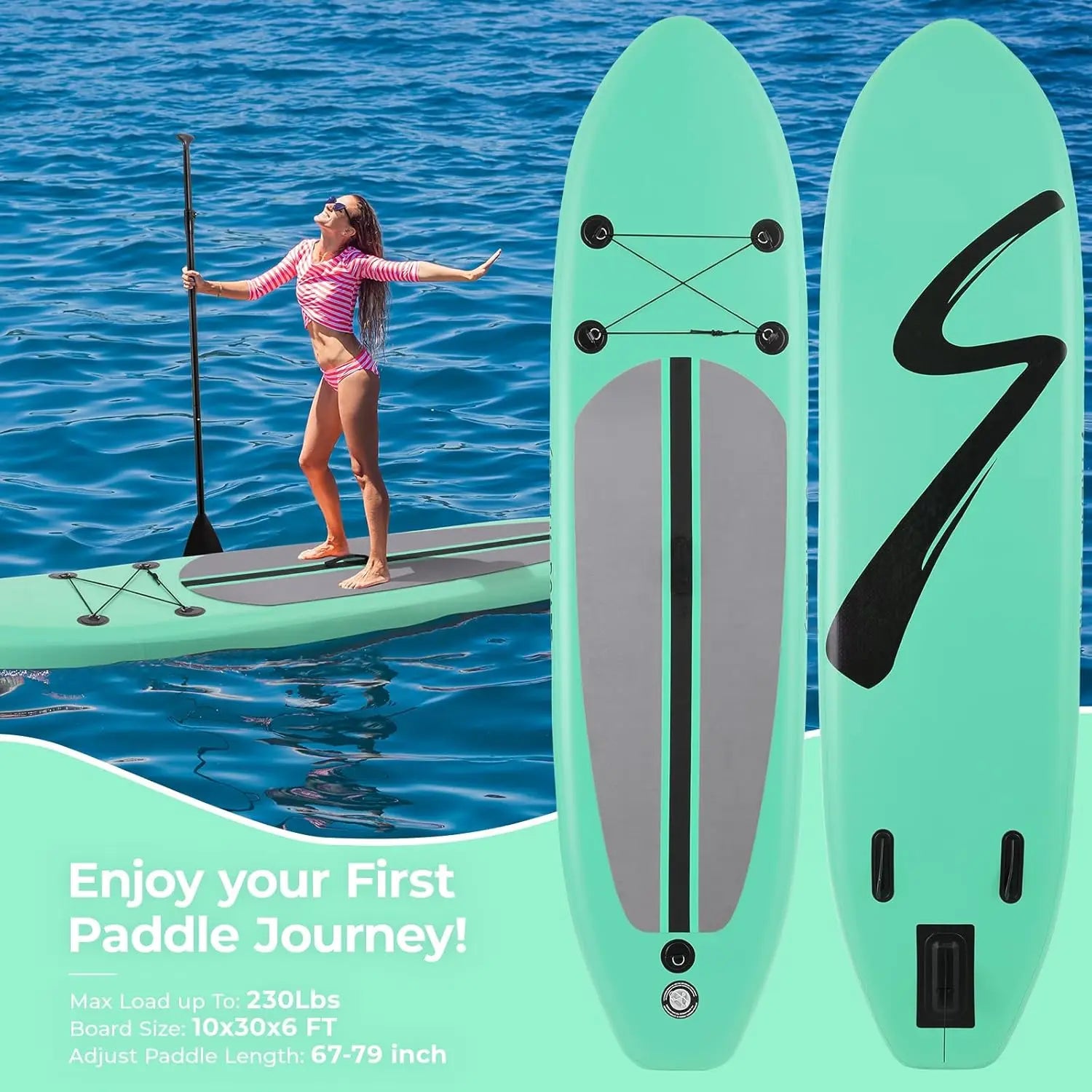 Streakboard® 10/11ft Inflatable Stand Up Paddle Board  Non-Slip Deck W/ Complete Kit 6'' Thick Sub Board Paddle Surf Hinchable