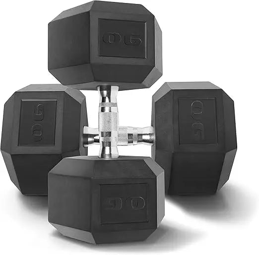 WF Athletic Supply: Durable Rubber-Coated Steel Hex Dumbbells for Strength Training