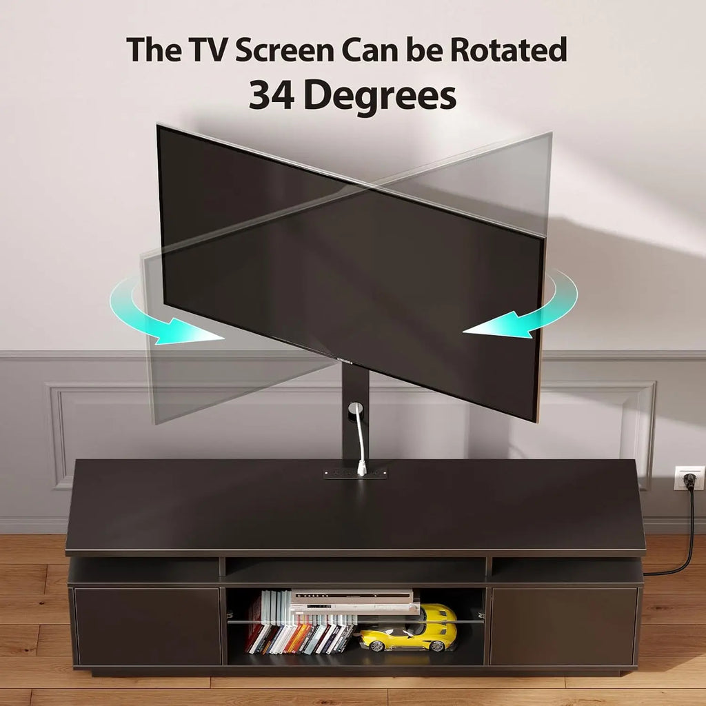 TV Stand with Mount and Power Outlet 51.2", Swivel TV Stand Mount for 32/45/55/60/65/70 inch TVs, Modern Entertainment Center