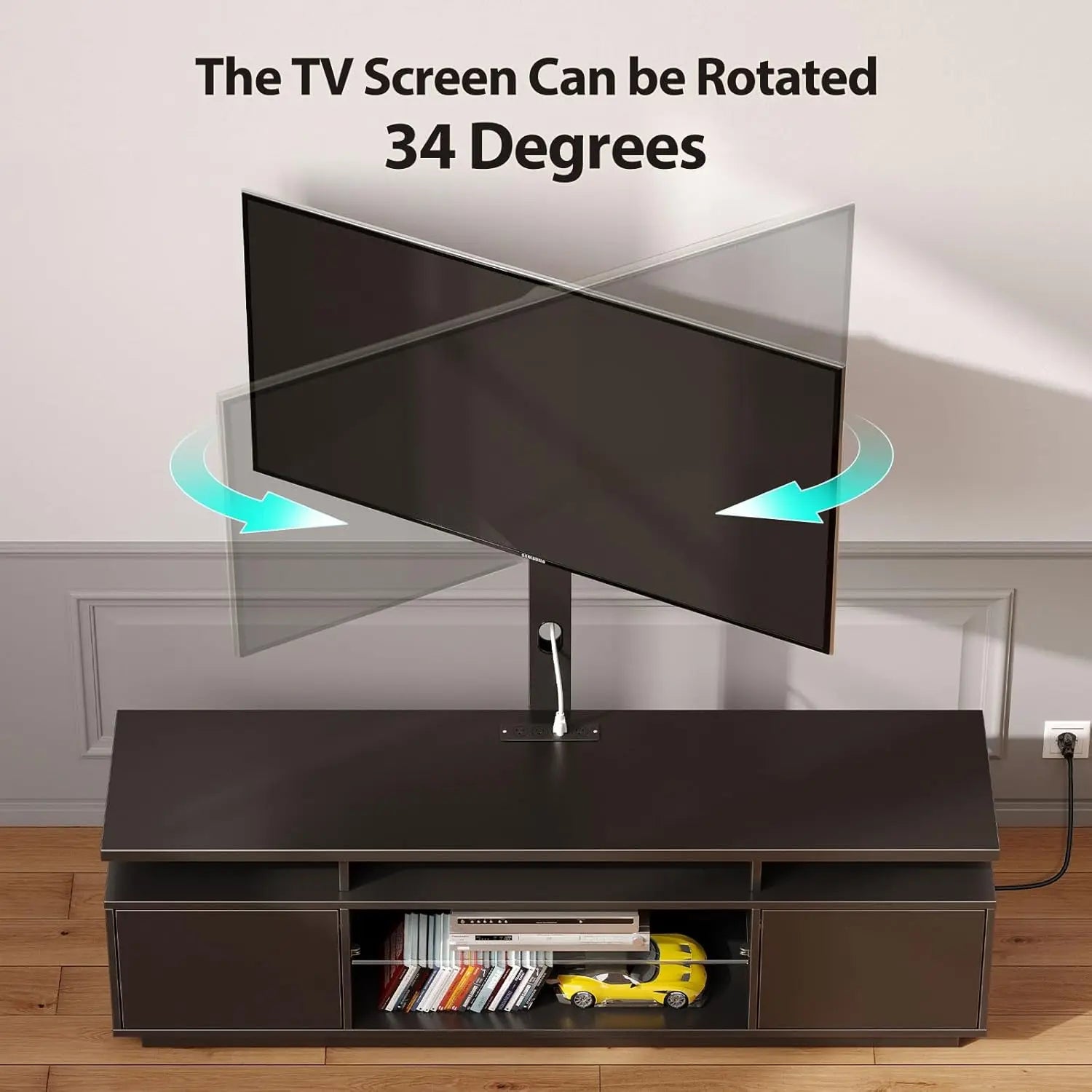 TV Stand with Mount and Power Outlet 51.2", Swivel TV Stand Mount for 32/45/55/60/65/70 inch TVs, Modern Entertainment Center