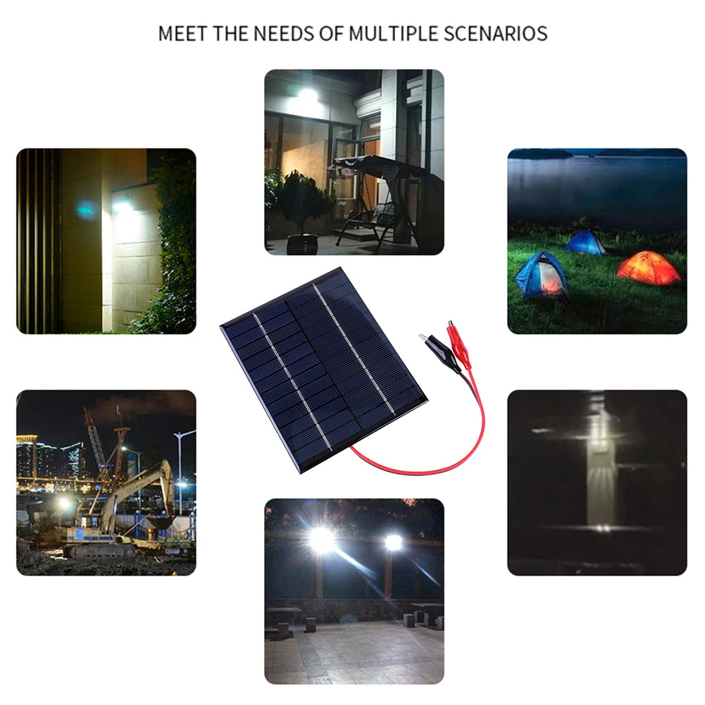 Waterproof Solar Panel 10W 12V DIY Polysilicon Epoxy Panels Portable Solar Cell Charger for 9-12V Battery for Outdoor Lamp Pump