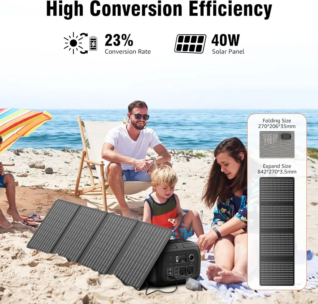 300W Portable Solar Power Station with 40W Panel, 260Wh Battery for Camping, Outdoor & Home Backup
