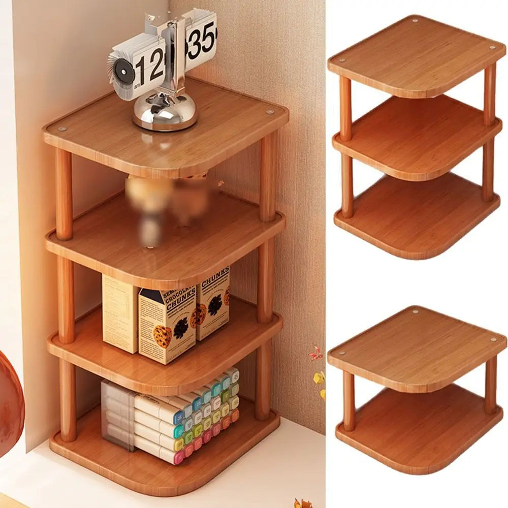 2/3/4 Tier Desktop Corner Stand Stackable Vertical Design Wood Book Shelf Space Saving Easy Assembly Countertop Organizer