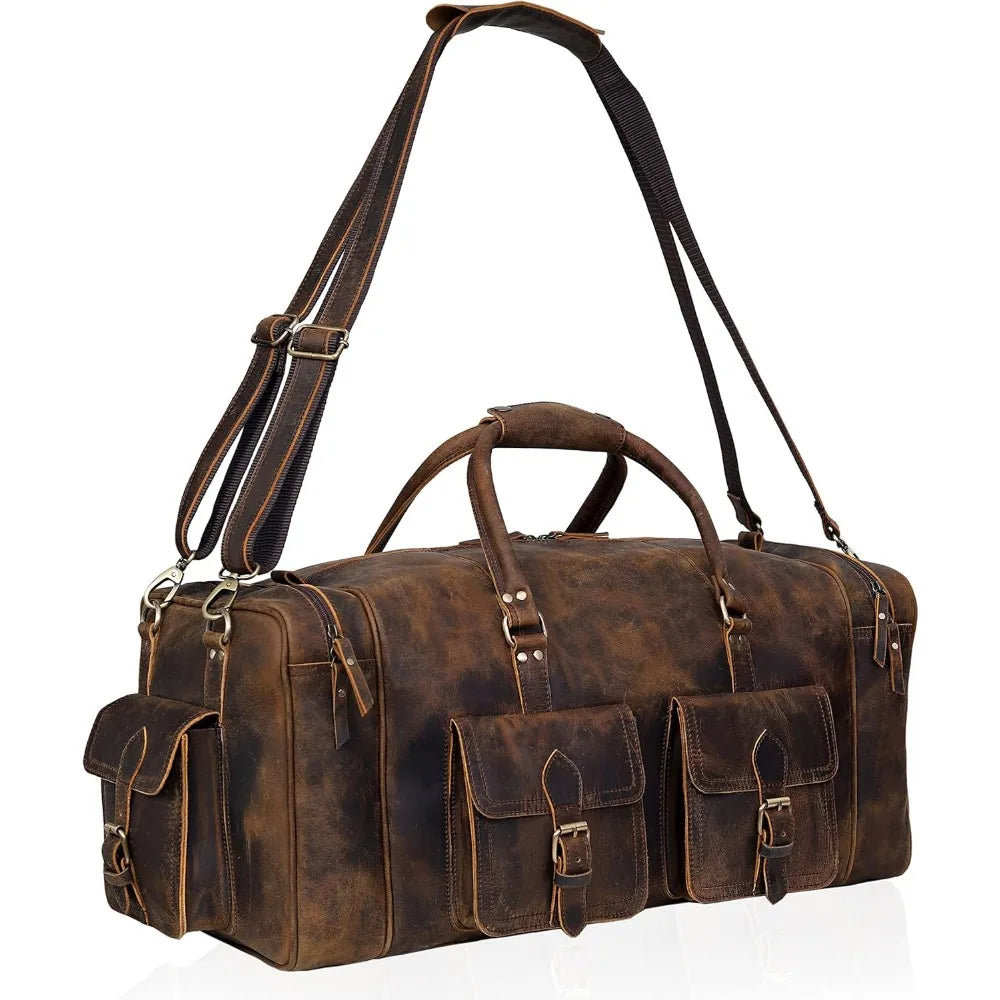 Large duffel bags for men holdall leather travel bag overnight gym sports weekend bag