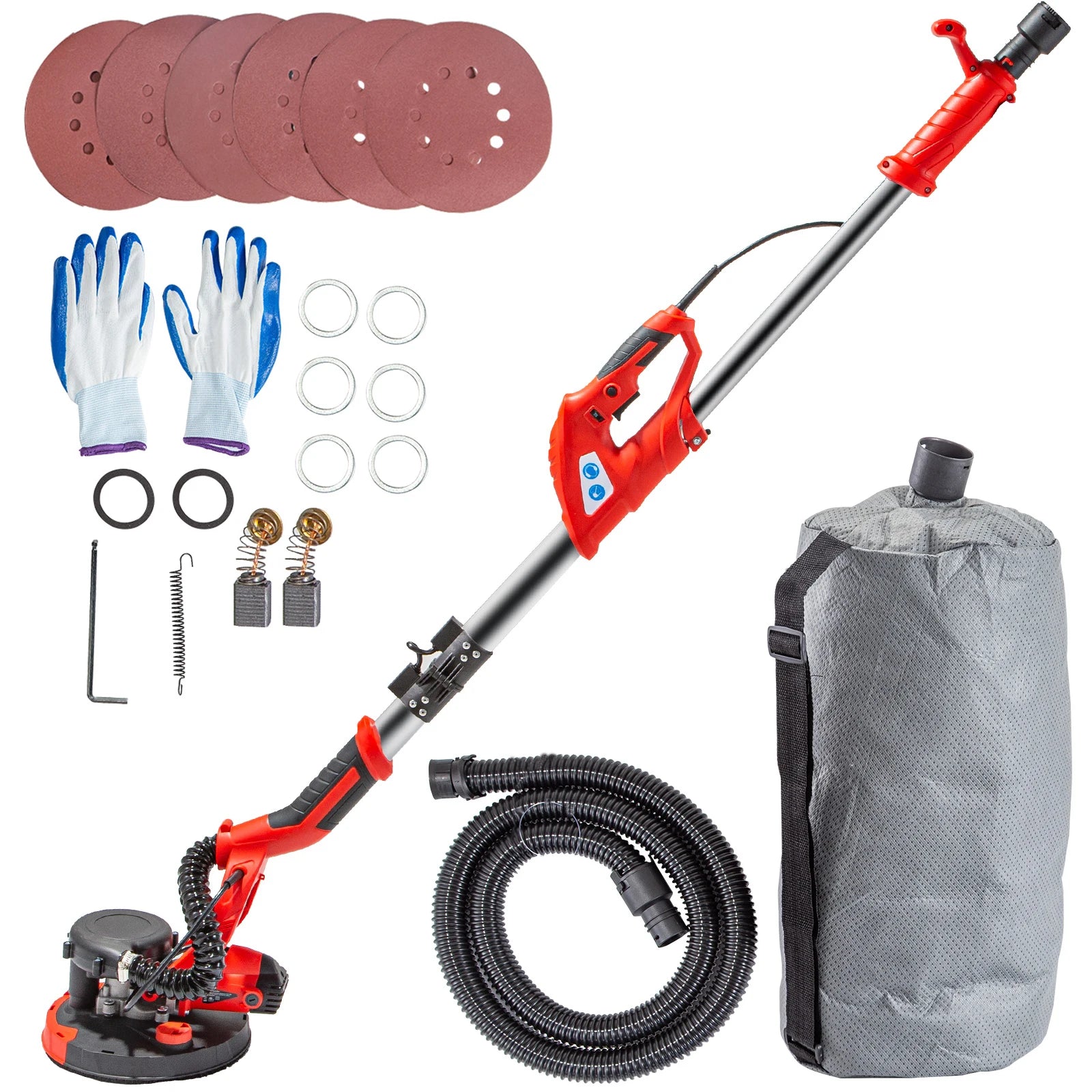 SucceBuy Drywall Sander 850W Variable Speed 800-1750RPM Electric Drywall Sander Foldable Sheetrock Sander with Handle Vacuum Bag