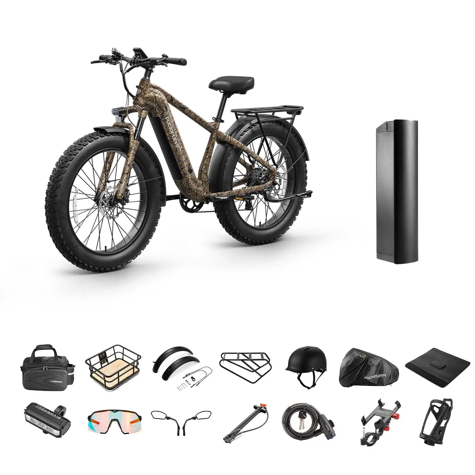 PUCKIPUPPY Beagle II Electric Bike 26"Fat Tire 80Miles Range Electric Mountain Bike 960W 48V 15AH Ebike With 2-Year Warranty