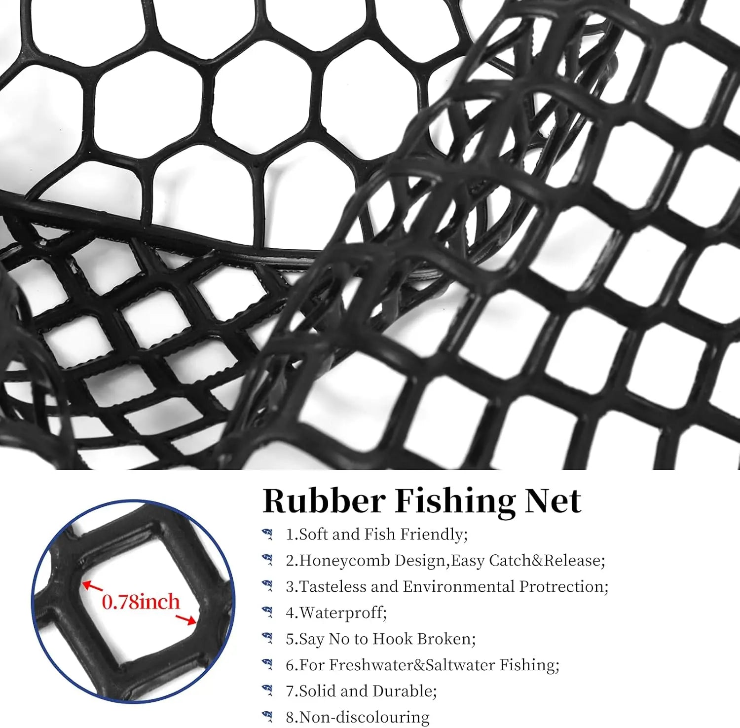 Large Folding Rubber Fishing Net with Aluminum Handle, Extends to 67 Inches for Freshwater and Saltwater