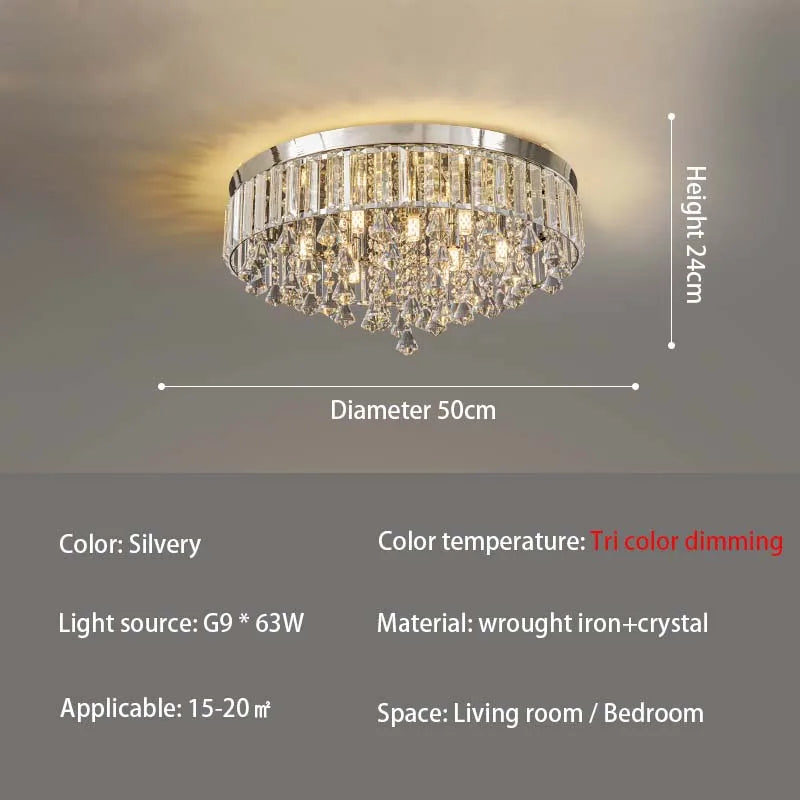 Modern LED Crystals Ceiling Lamp Living Room Decoration Bedroom Lustre Ceiling Lights Art Deco Led Chandelier Lighting Fixtures
