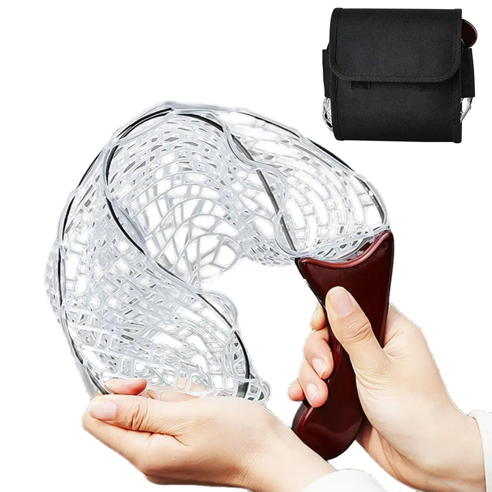 Fishing Landing Net Wooden Handle Collapsible Fish Net Fly Fishing Net Outdoor Fishing Tool