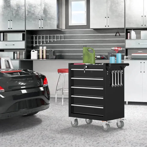 5 Drawers Metal Rolling Tool Chest, Portable Storage Tool Box with Wheels, Toolbox with Lock for Warehouse,Customized