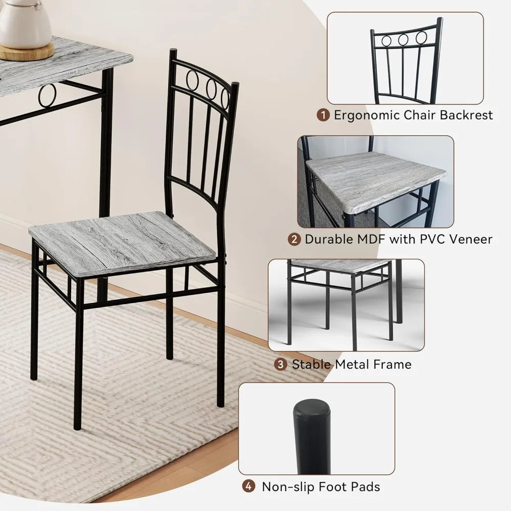 5-Piece Rectangular Dining Table Set for 4, Kitchen Table and Chairs Set