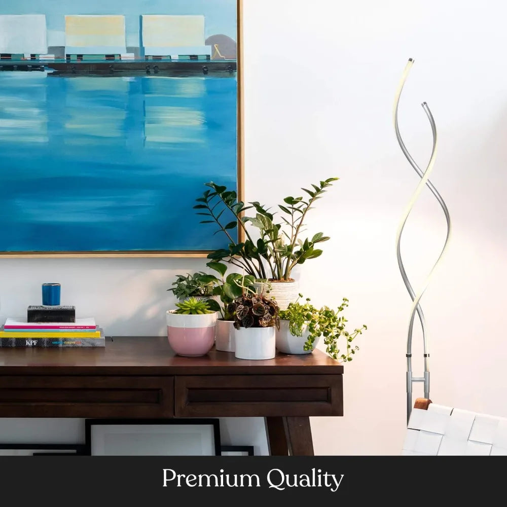 Adjustable Modern Spiral LED Floor Lamp - Dimmable for Living Spaces and Office Settings