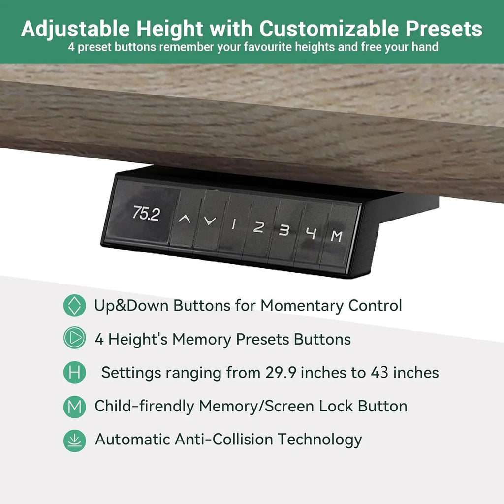 Adjustable Heigh L Shaped Executive Standing Desk w/Drawers Office Desk w/Universal Charging Ports Large Business Workstation