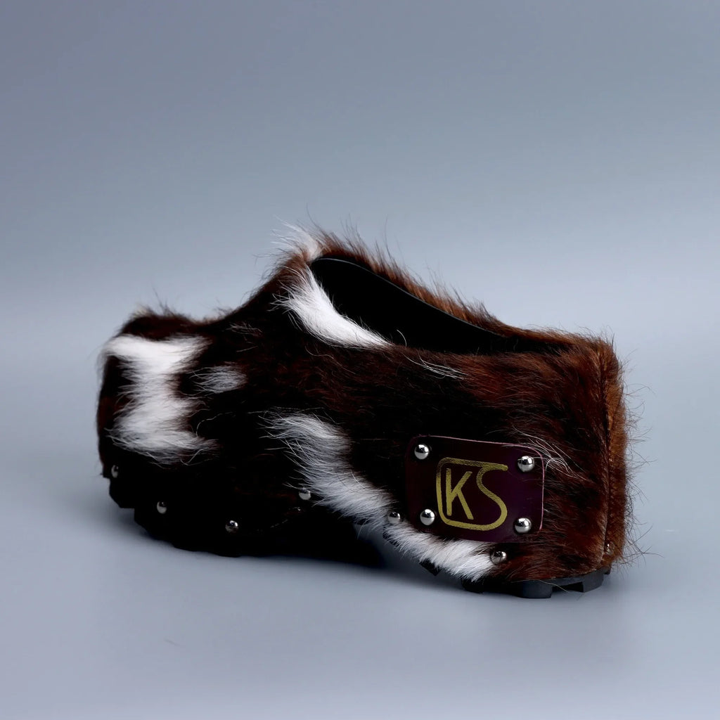 Women’s Cowhide Platform Clogs Sandals Wide Fit Comfort Designer Fur Shoes for Flat Feet, Soft Sole Anti-Slip Mules for All-Day