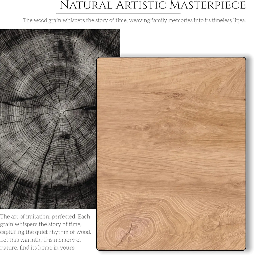 47' Round Dining Table for 4-6 People, Thick Wood Kitchen Table with Sturdy Base & Curved Edge, Modern Circle Dinner