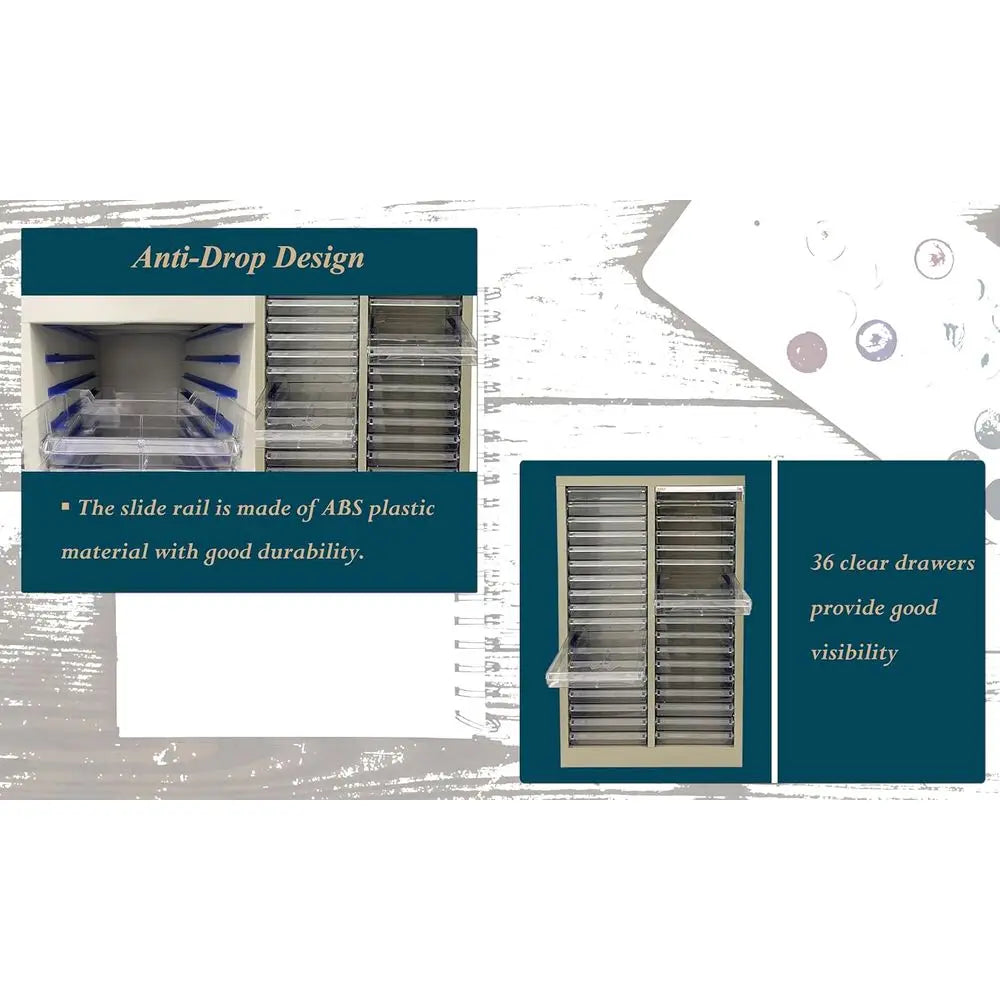 36-Compartment Plastic Storage Cabinet for Small Items, Clear, 12.8x9.25x1.57 Inches