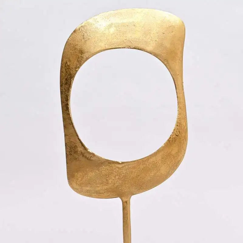 Gold & Nickel Aluminum Ring Sculptures with Black Base – Set of 2 (23 & 21 H)