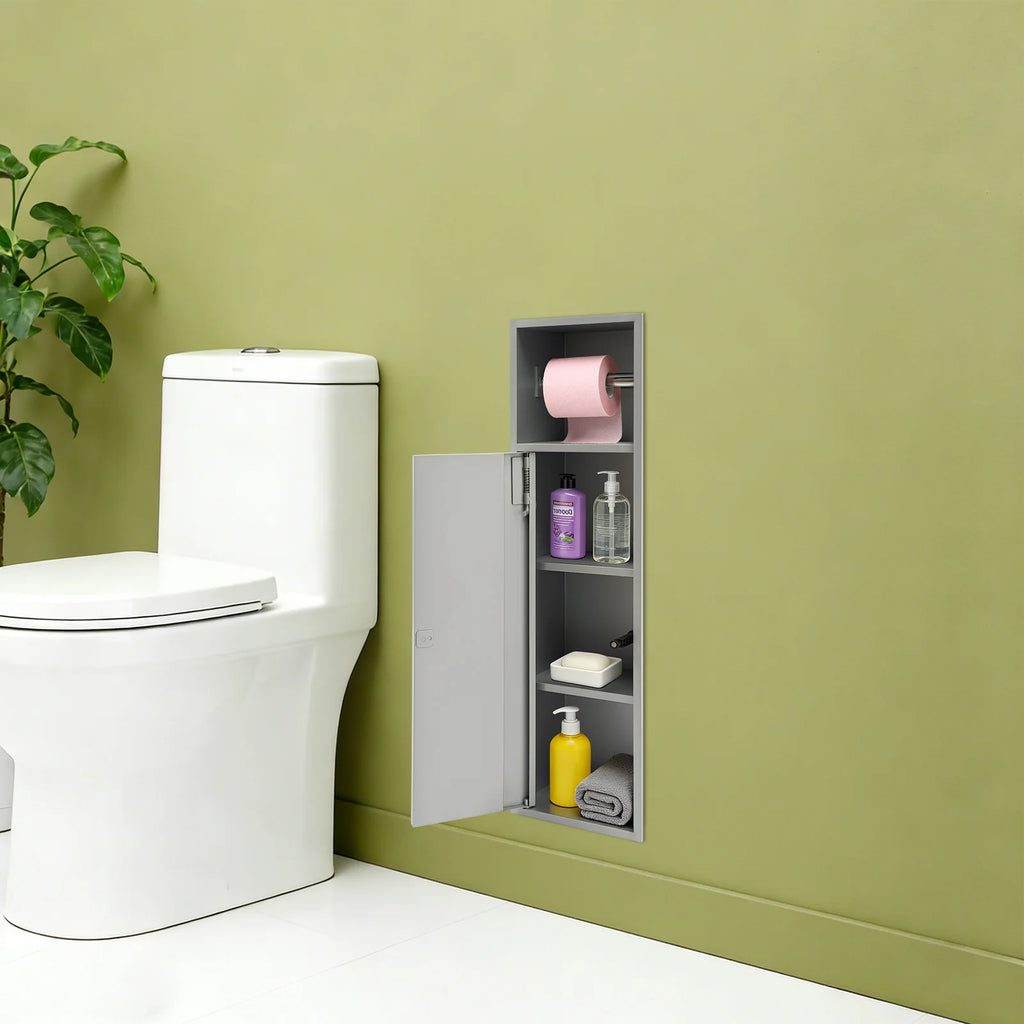 4 Layers Bathroom Niche Recessed Toilet Paper Niche Stainless Steel Bathroom Niche w/ Toilet Paper Holder