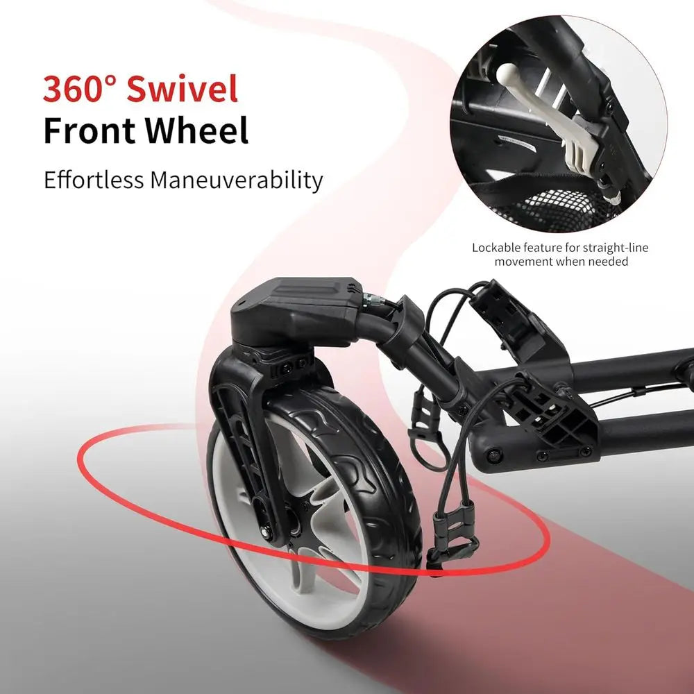 Caddytek CaddyLite ONE-Swivel V8 Golf Trolley - Compact 3-Wheel Folding Cart with 360° Steering, Adjustable Handle, Cooler Baske