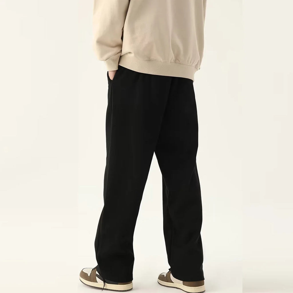 2-piece men's solid color straight leg pants, suitable for casual sports pants such as running, fitness, and outdoor activities