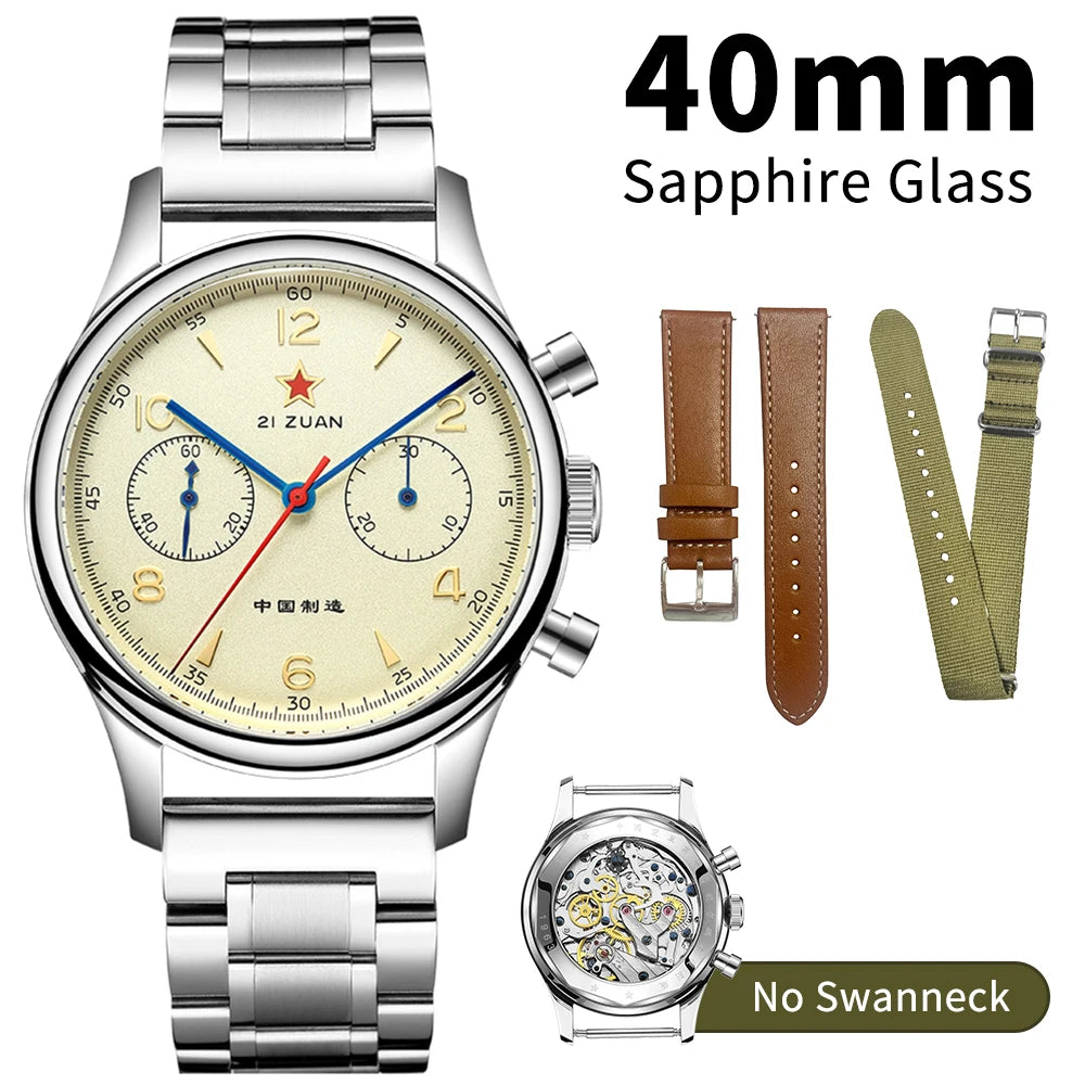 Seakoss 38mm 40mm Men's 1963 Chronograph Acrylic Sapphire Glass With Seagull ST19 Hand Winding Movement Male Mechanical Watches