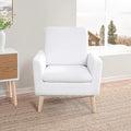 Mid-Century Modern Chair, Durable Wood Frame Accent Chairs for Living Room, Soft Teddy Fleece Accent Chair,Customized