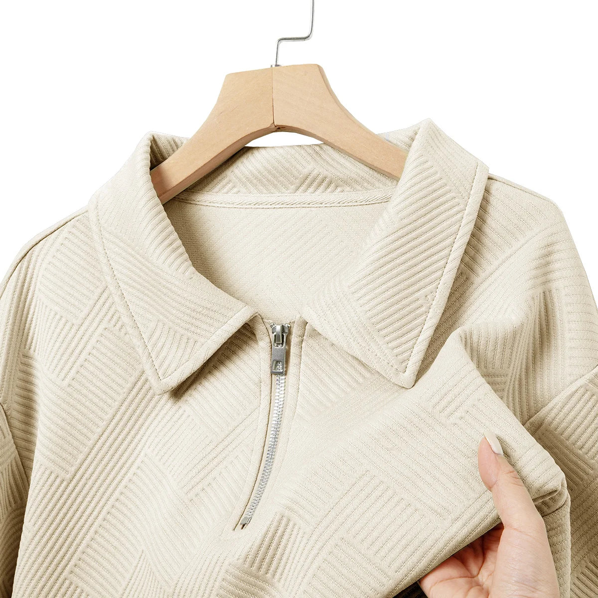 Men's solid color zipper hoodie with lapel for autumn and winter, suitable for shopping, traveling and daily wear