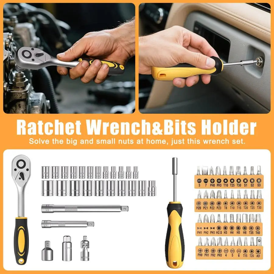 Piece Tool Kit For Home,Hand Repair Tool Set,Toolbox Storage Case with Drawer,General Household Auto Tool Set,Perfect for Homeow