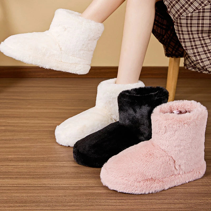 Fluffy Women's Shoes Home Winter Plush Luxury Designer Ankle Boots Female Flat Fashion Indoor Casual Fuzzy Fur Booties Elegant