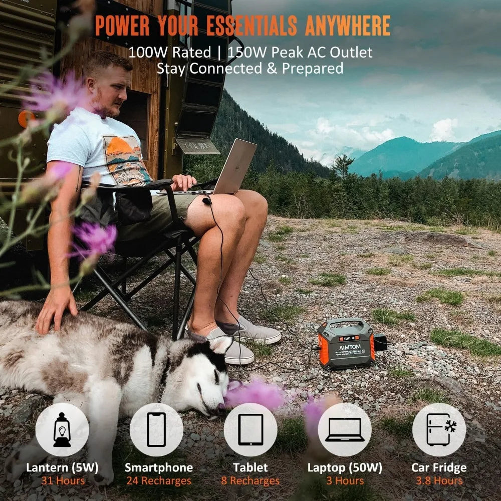 155Wh Portable Power Station with Solar Charging, 42000mAh Backup Battery for Camping, Home, RV & Travel