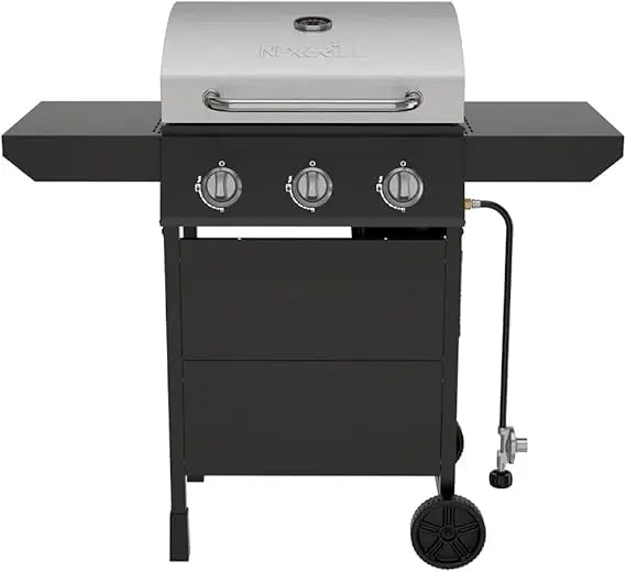 Nexgrill 3-Burner Propane Gas Grill with Side Shelves, 27,000 BTU Output, Stainless Steel Hood, Large 429 Square Inch Cooking Ar