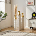 Floor Vases Decorated White Metal Set Of 3 Gorgeous Home Decoration Large Glazed Metal Vases Height