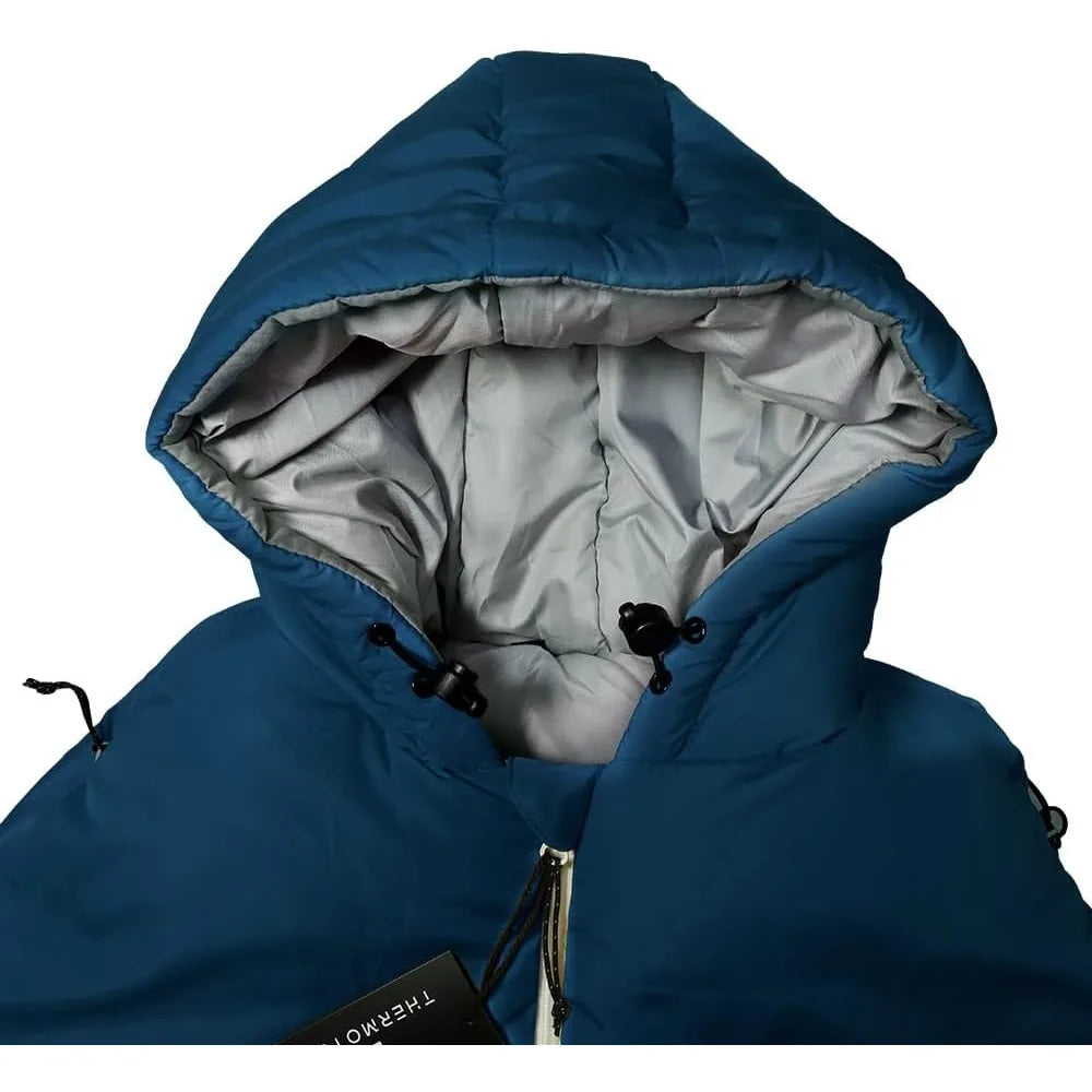 Wearable Sleeping Bag with Dual Hood, Long Sleeves, Pockets, Adjustable Drawstring - Perfect for Camping and Cold Weather Surviv