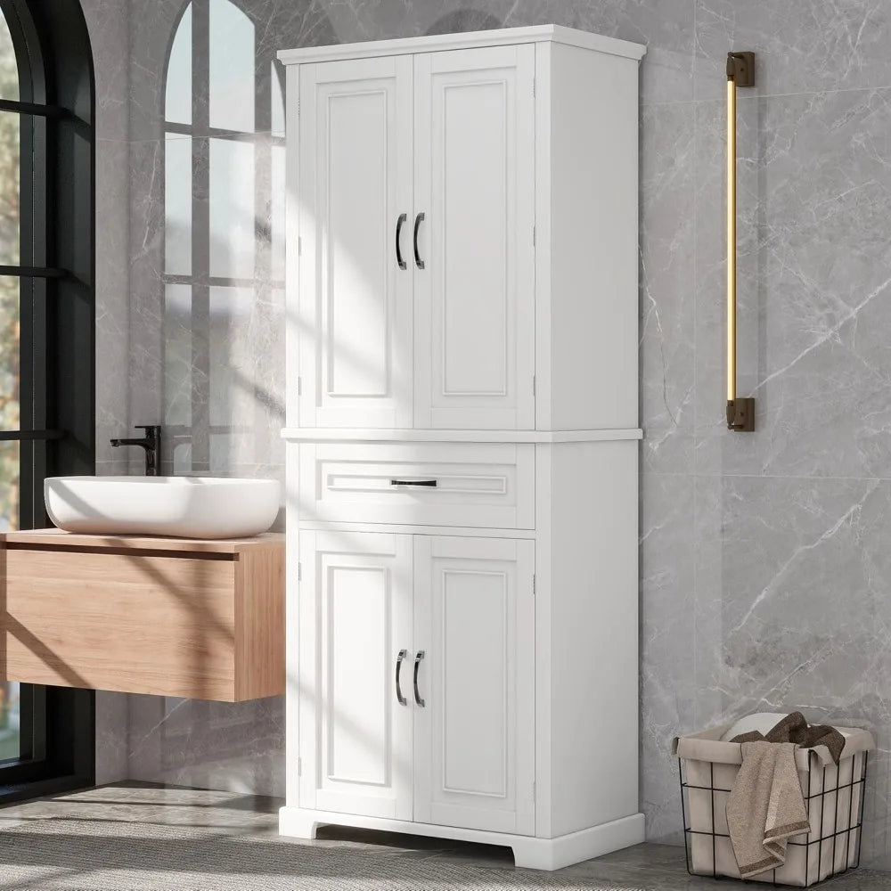 72 Tall Bathroom Cabinet with Multi-Functional Storage Organizer Door Rack, Kitchen Pantry Cupboard with Drawer and Adjust