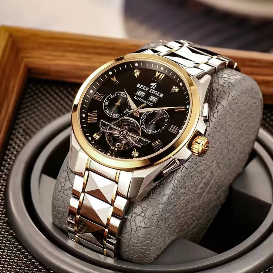 reef tiger Men's Automatic Mechanical Watch, Men's Casual Business Wristwatch RGA8235