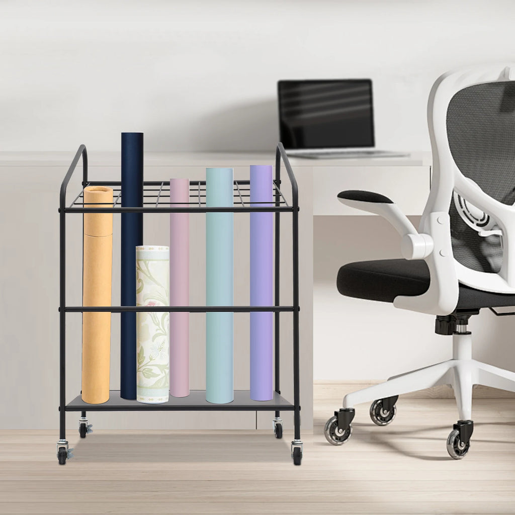 Three Layer 20 Slot Metal Drawing/Document Storage Rack for office school to store office supplies, folders, personal items